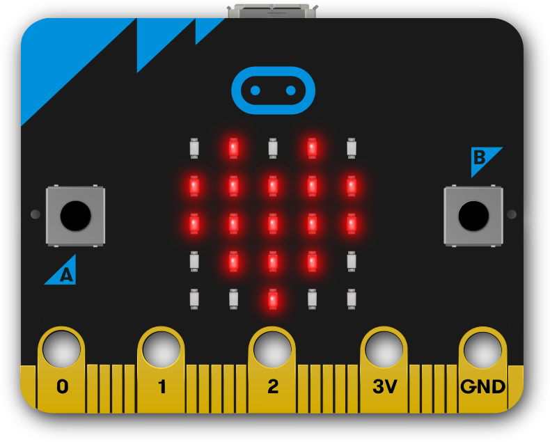 Micro:bit displaying a heart icon.